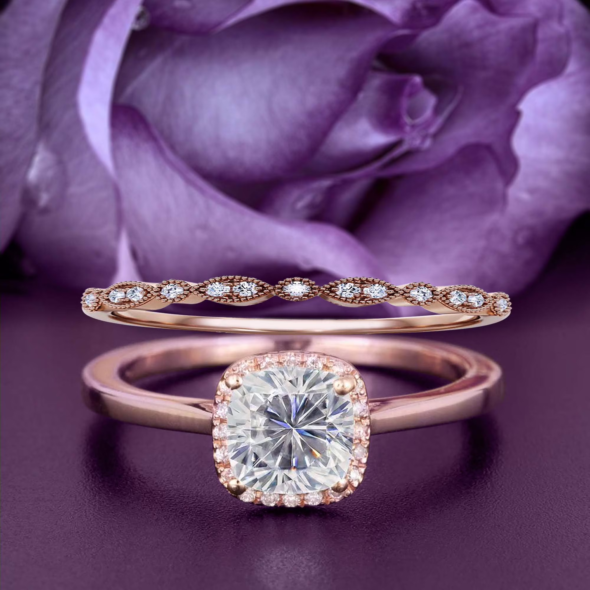 Dazzling Halo 2.05 Carat Cushion Cut Diamond Moissanite Engagement Ring, Wedding Ring