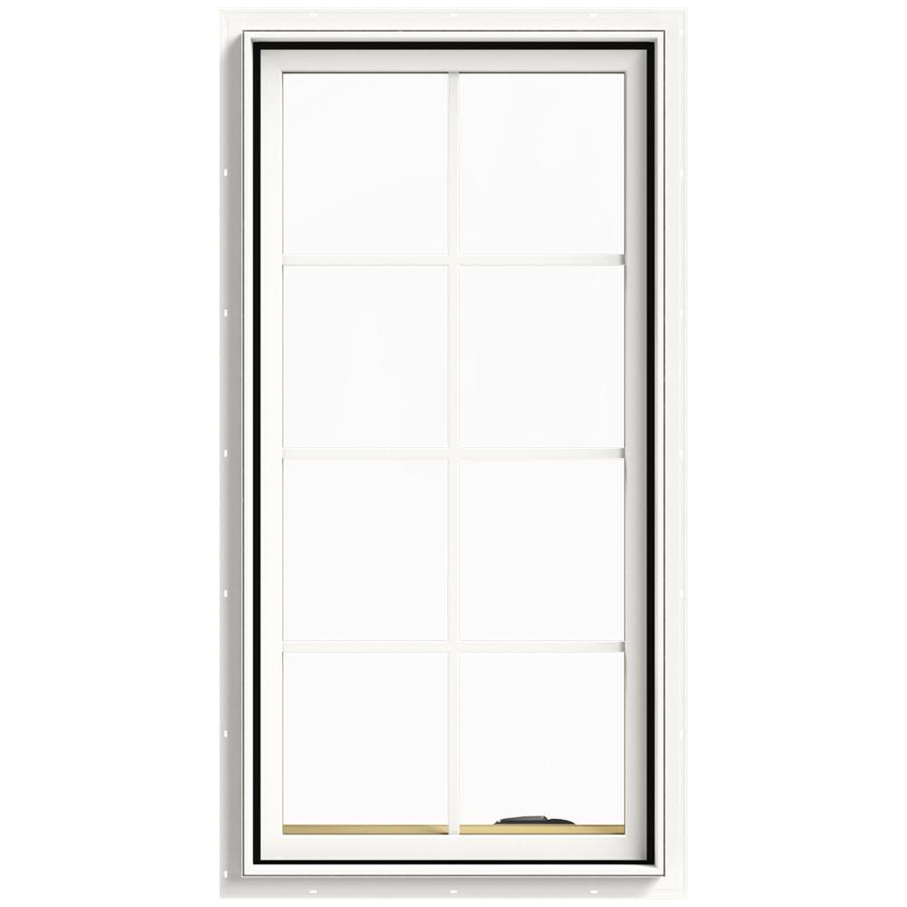 JELD-WEN 24 in. x 48 in. W-2500 Series White Painted Clad Wood Right-Handed Casement Window with Colonial Grids/Grilles
