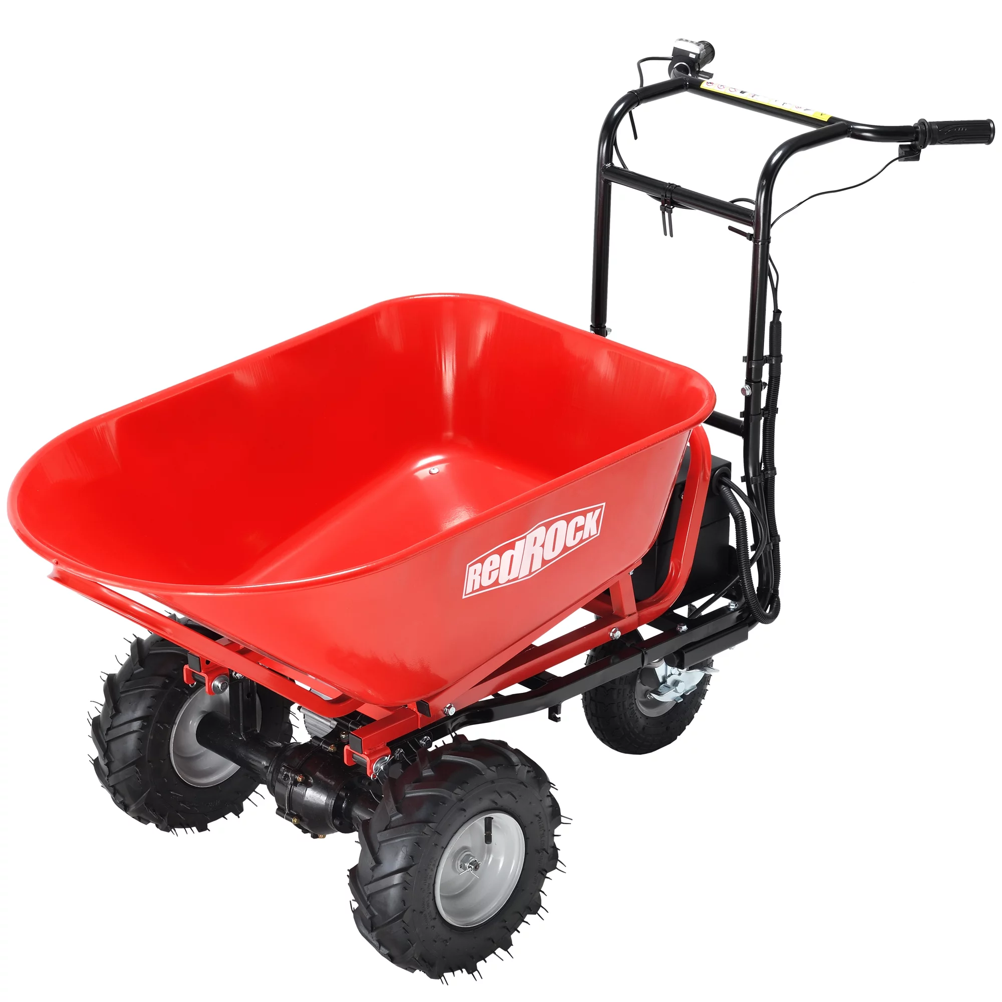 RedRock Electric Wheelbarrow Utility Cart - 48V28Ah 500W, 500lbs Capacity, Steel Construction, 1000lbs Towing