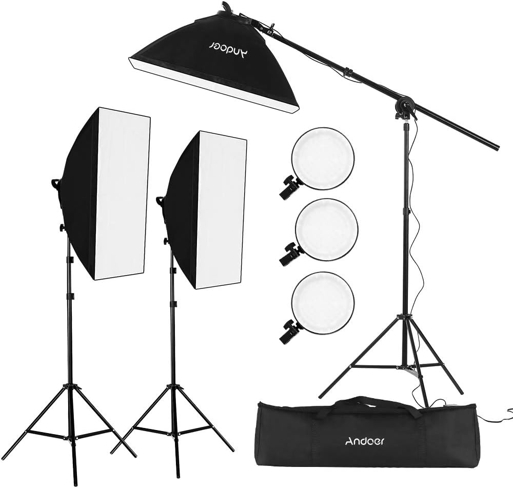 Andoer Photography Studio Softbox Lighting Kit Including 3pcs 45W Bi-Color 5500K Dimmable LED Lights 20 X 28inch Softbox 2m Light Stands Carry Bag