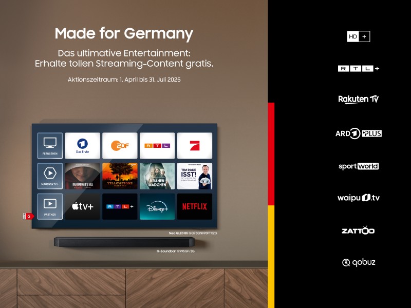 Made for Germany - your streaming content included for TV, television, soundbar