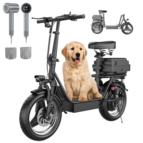 Electric Scooter Adults, 28 MPH Top Speed, 35 Miles Range,14'' Fat Tire Scooter for Commuter & Sport, Detachable Seat & Adjustable Handlebar