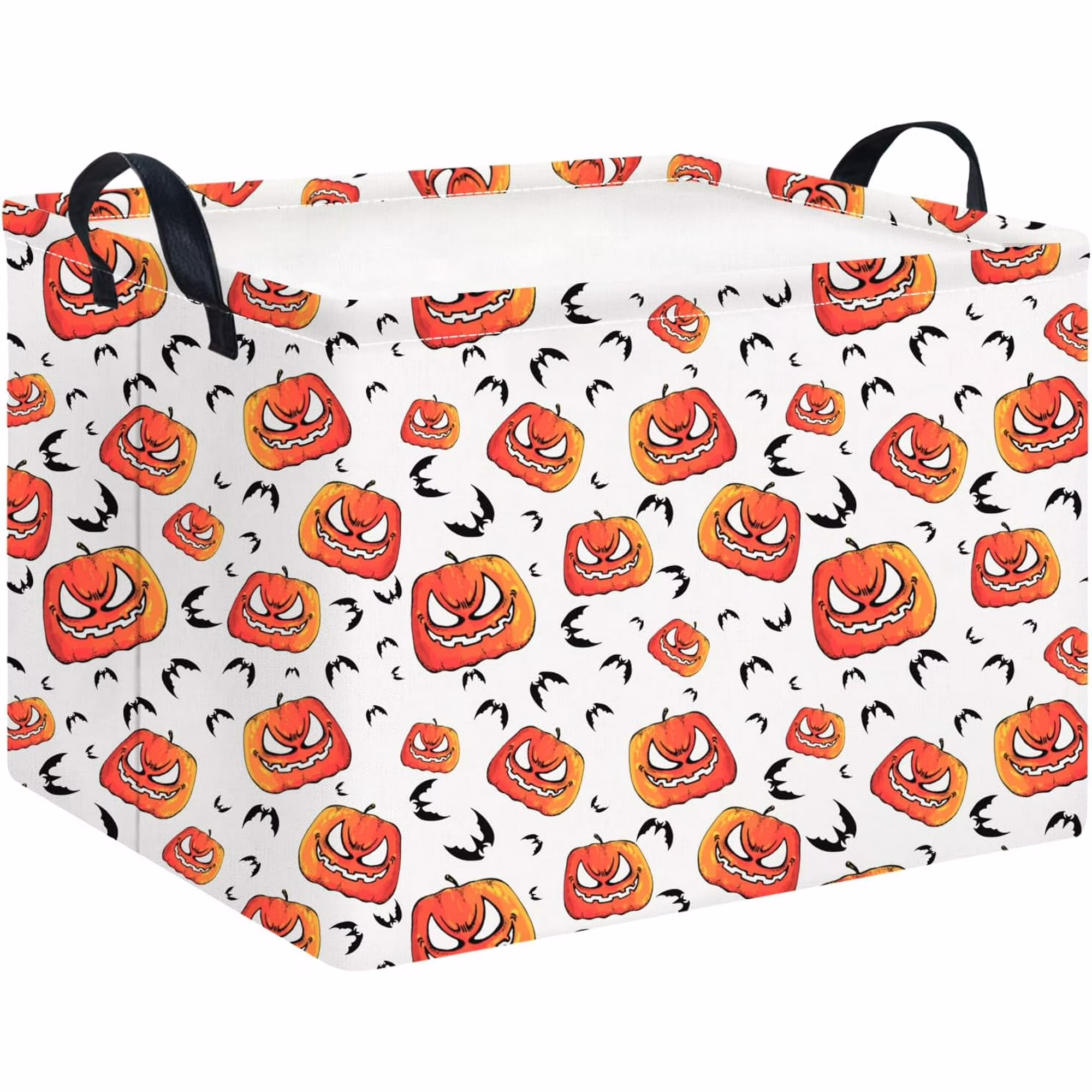 Rectangle Storage Basket with Handles,Collapsible Storage Bin,Books Box,Gift Basket(Pumpkin Halloween)
