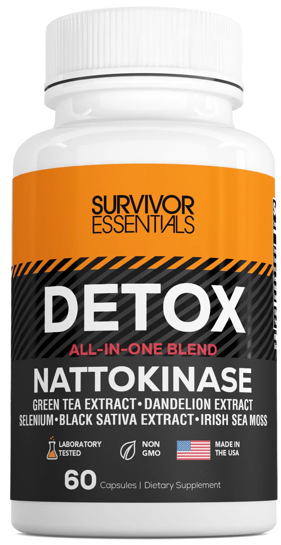 Survivor Essentials Spike Protein Detoxification Detox Nattokinase 2000 FU, Circulation with Dandelion, Selenium, Irish Sea Moss, Official Formula
