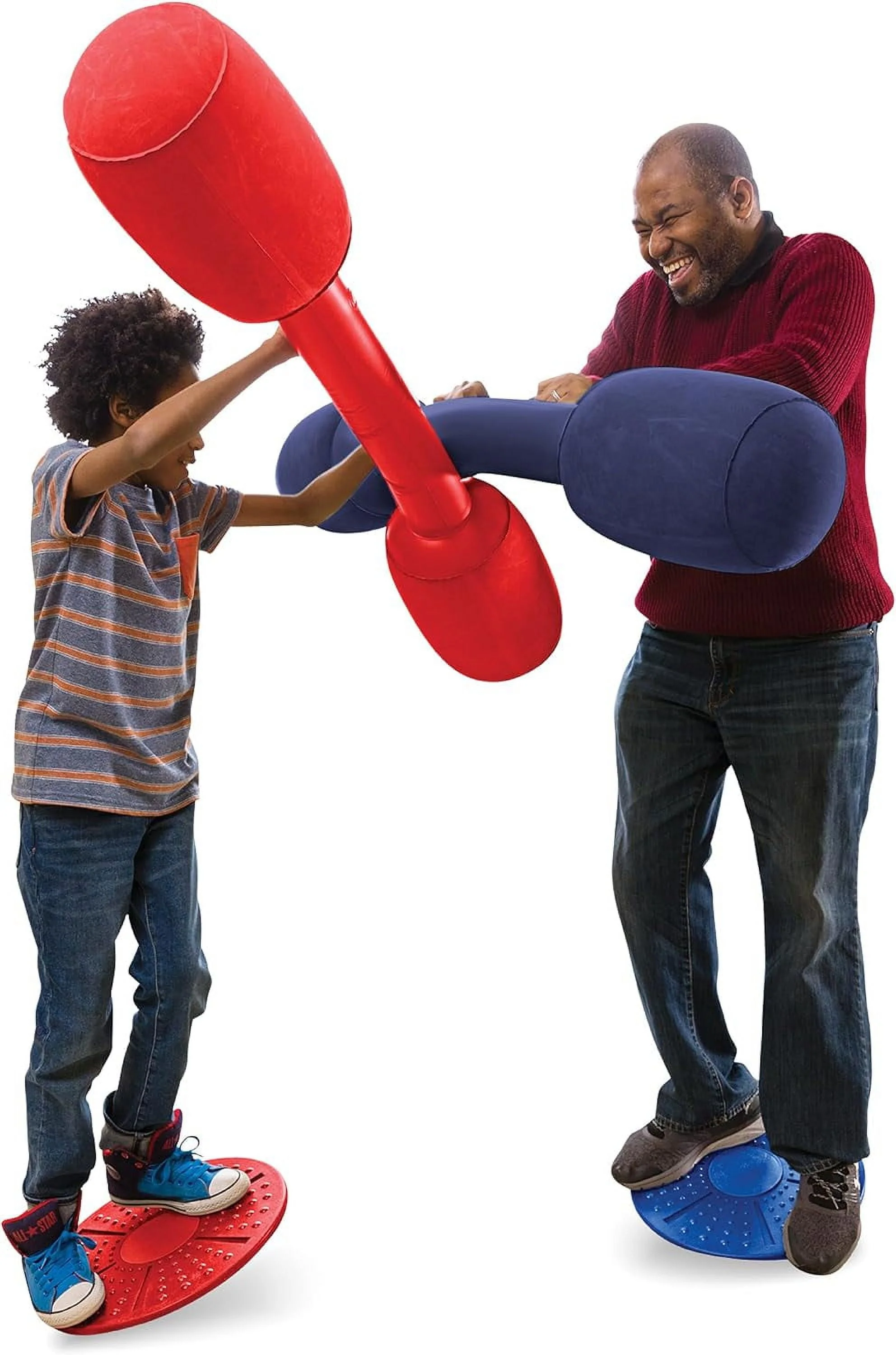 HearthSong Indoor Balance Jousting Set for Active Kids' Play, Includes 2 Inflatable Boppers and 2 Balance Boards