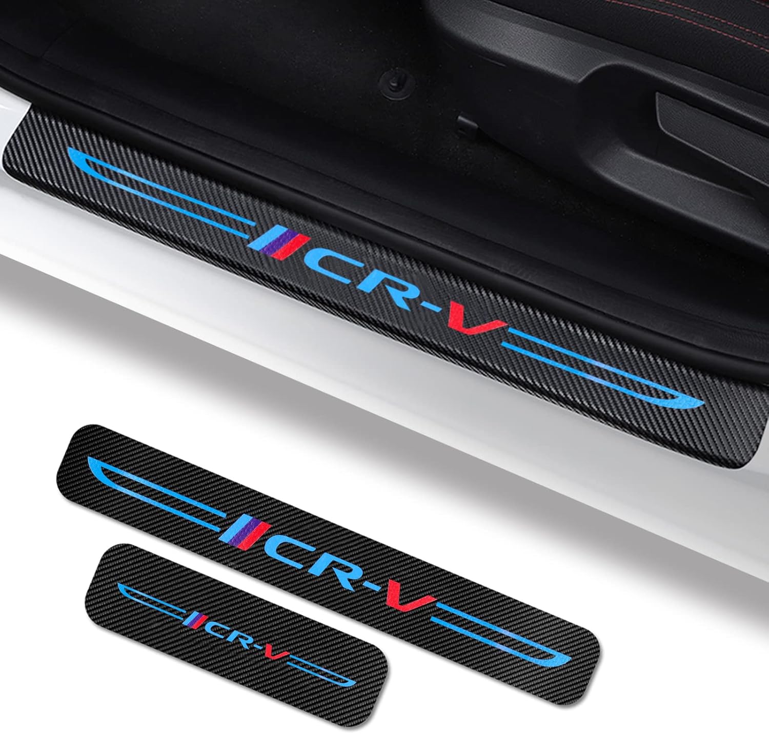 4Pcs Car Door Sill Protector for Honda CRV Accessories Fit for CRV 2006-2022,Carbon Fiber Leather