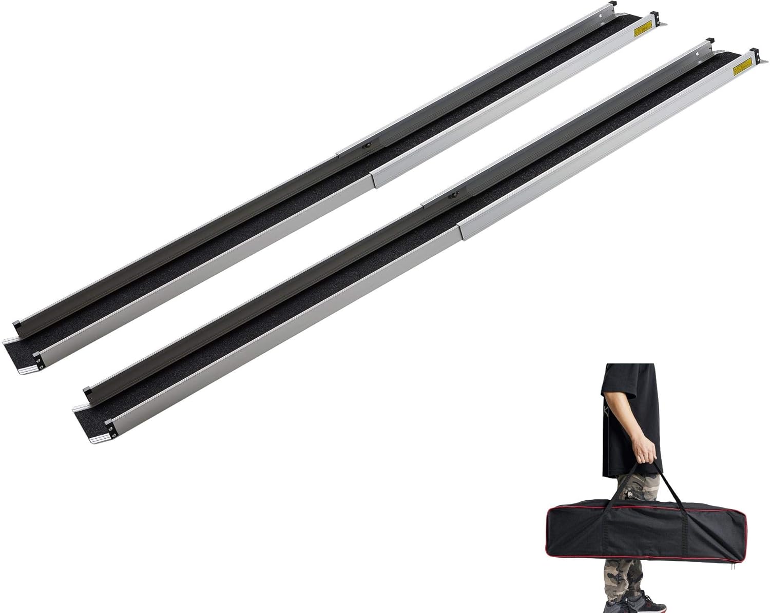Wheelchair Ramps for Steps, gardhom 5FT Folding Portable Traction Antiskid Aluminum Loading Ramp-2 Section Telescopic for Scooters Car Doorways