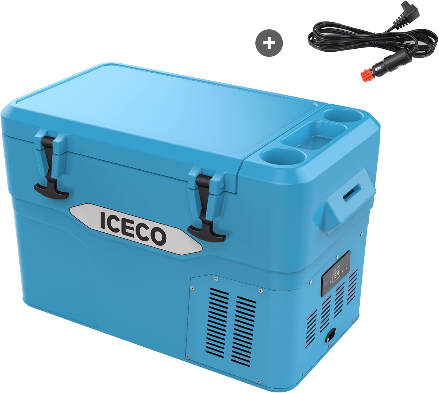 ICECO JP42B 44.3 Quart Refrigerator with SECOP Compressor, 12 Volt Freezer for Car, Home, Camping, RV, 0°F to 50°F, 12/24V DC, 100/240V AC & DC Cable