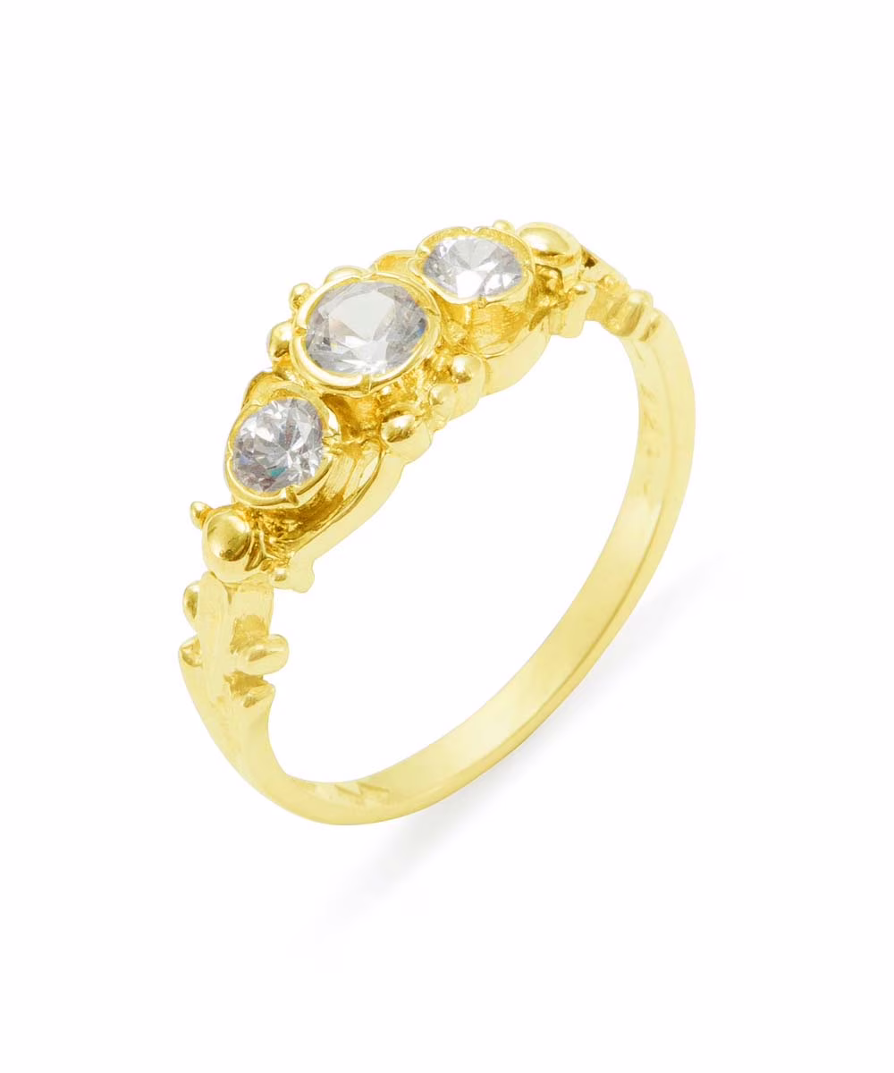 LBG British Made 9k Yellow Gold Cubic Zirconia Womens Anniversary Ring - 33 size options - Size 10