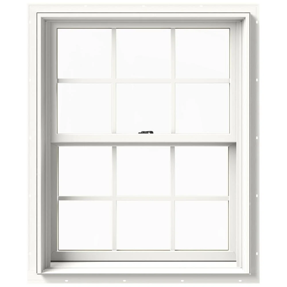 JELD-WEN 33.375 in. x 36 in. W-2500 Series White Painted Clad Wood Double Hung Window w/ Natural Interior and Screen