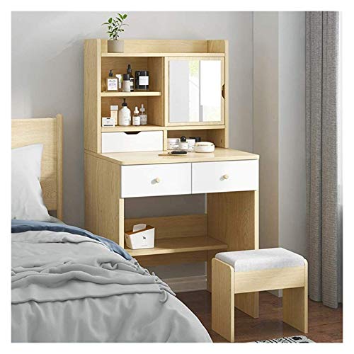 Makeup Vanity Table for Women Girls, Makeup Dressing Table with Flip Top Mirror, Storage Shelves, Makeup Vanity Desk for Bedroom