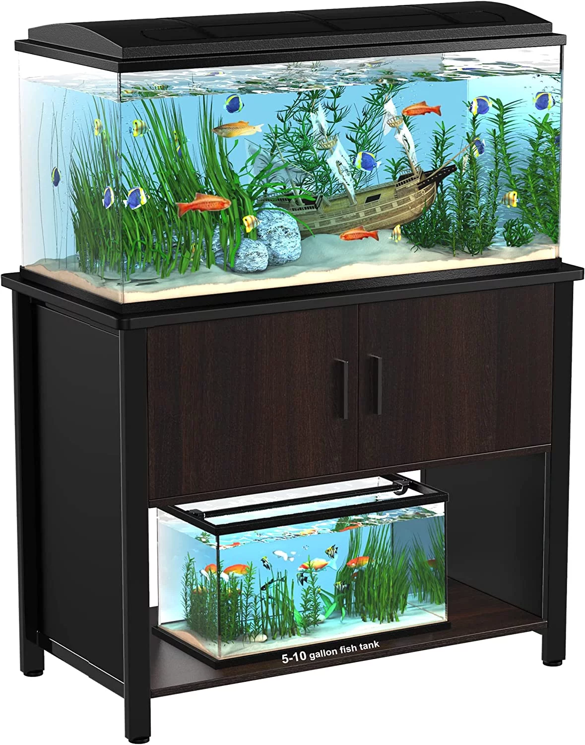 Metal Aquarium Stand with Cabinet for Fish Tank Accessories Storage, 40 Gallon, Turtle/ Reptile Terrariums - Curated Treasures Market