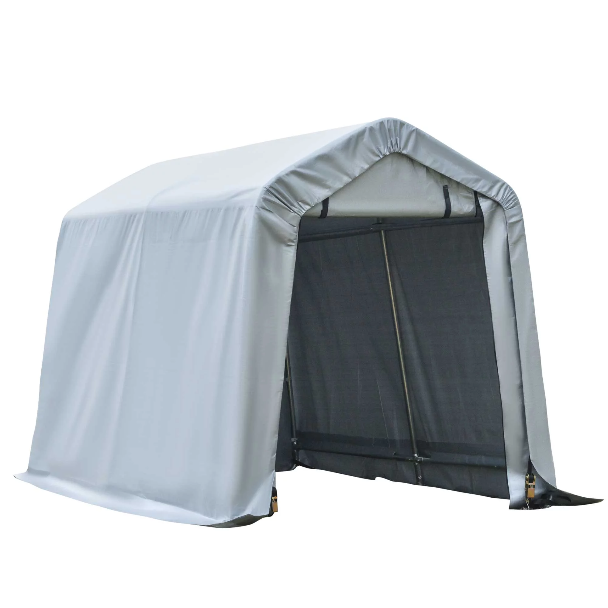 Outsunny 6' x 8' Carport Portable Garage, Heavy Duty Storage Tent, Patio Storage Shelter w/ Anti-UV PE Cover and Double Zipper Doors