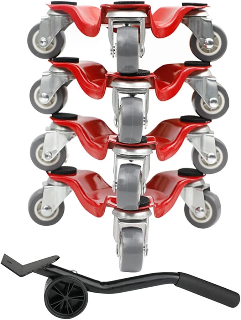 Furniture Lifter Heavy Duty Household Reinforced Carbon Steel Heavy Items Move Tools 360°Explosion-Proof Rubber Roller Total Load 600kg (Color : Red