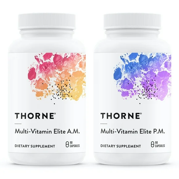 THORNE Multi-Vitamin Elite - Daily Nutritional Supplement - AM Formula Supports Cellular Energy Production and PM Formula Supports Restful Sleep*