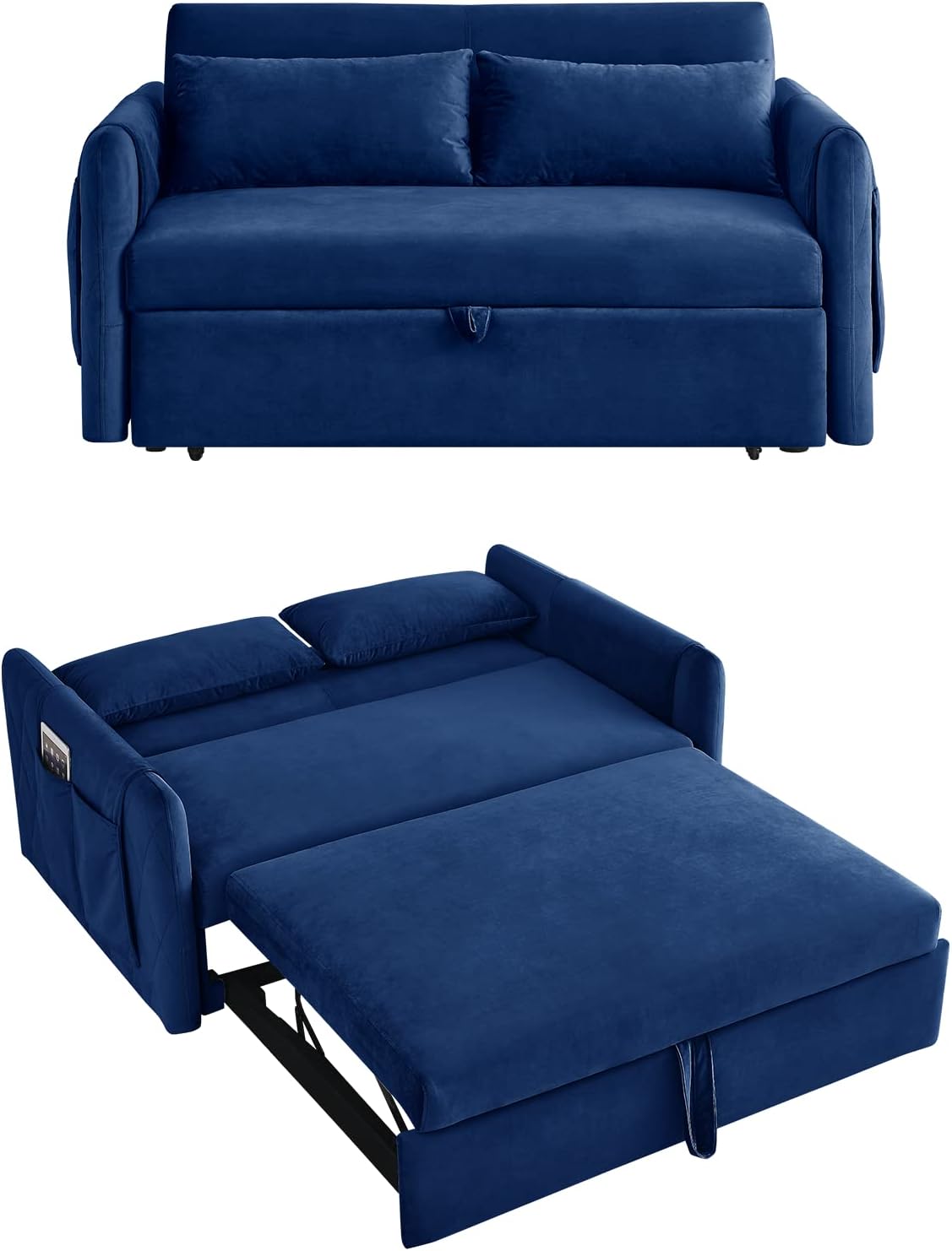 Ucloveria Sleeper Sofa Couch w/Pull Out Bed, 55" Modern Velvet Convertible Sleeper Sofa Bed
