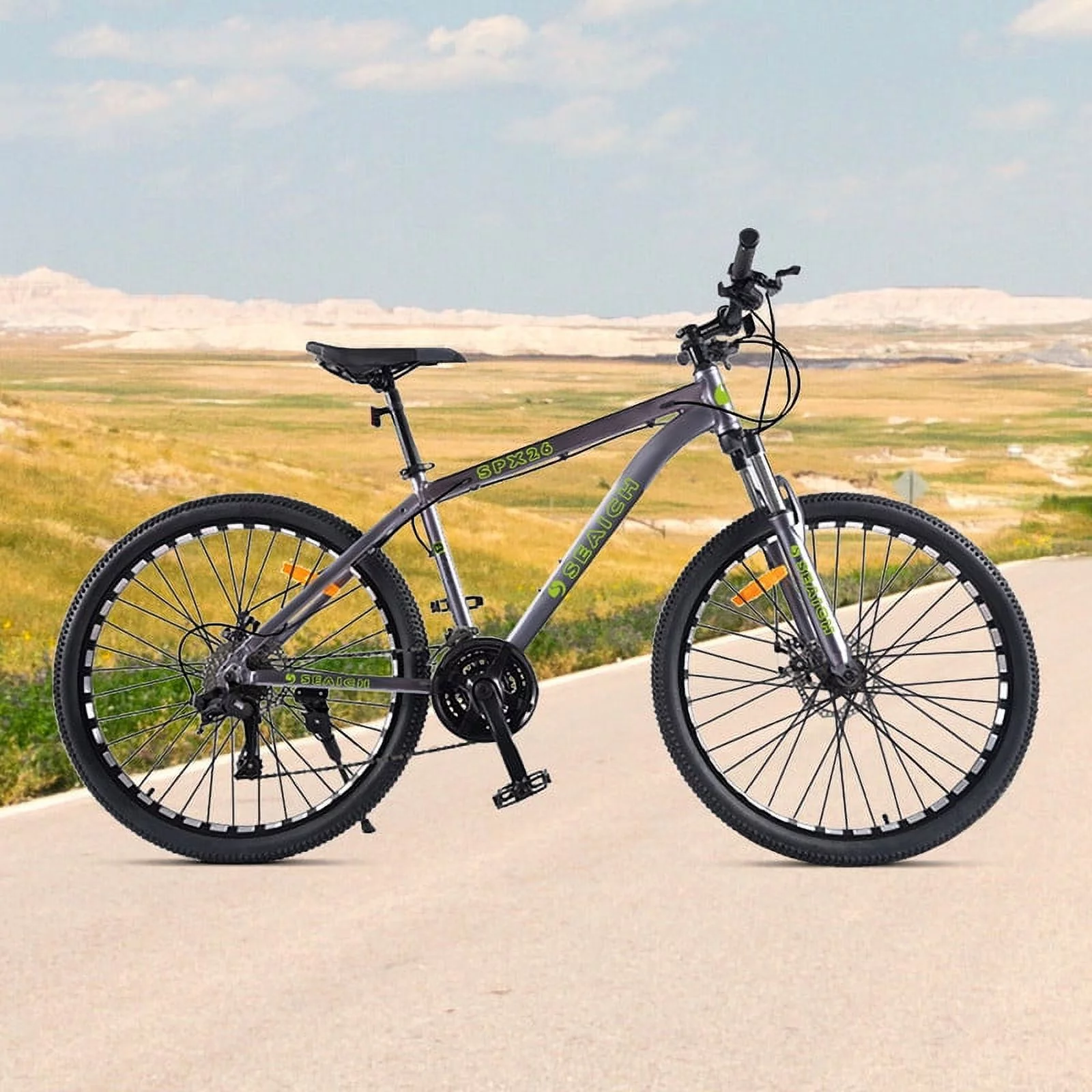Adult Gray Green Bike SEAICH SPX 26" Wheel Sport Performance X9 Mountain Bike 26" - 29" Wheel Options