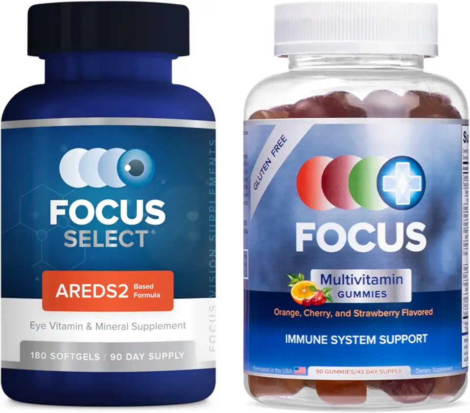 Focus Select AREDS2 Based Eye Vitamin & Focus Multivitamin, Daily Vitamin Variety Pack, Support Overall Health