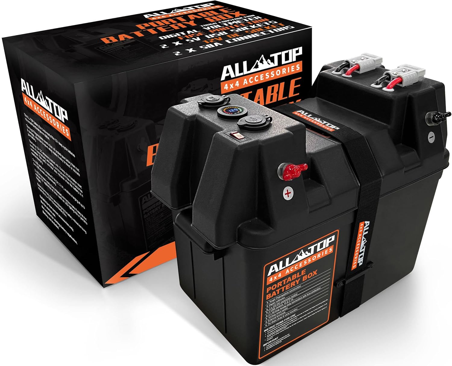 ALL-TOP Battery Box 12V Smart Portable Solar Generator Power Battery Box with Dual Anderson Plugs, USB and DC Ports For RV