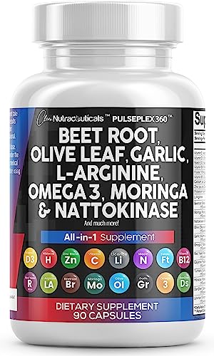 Beet Root Capsules 6000mg Olive Leaf 6000mg Nattokinase 4000 FU Garlic Extract 2000mg L-Arginine 400mg Omega 3 Red Yeast Rice Hibiscus Danshen