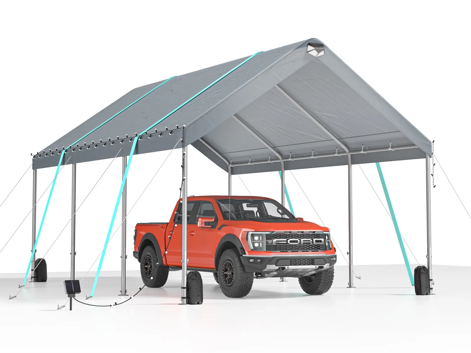 10X20FT Heavy Duty Carport Canopy,Extra Large Portable Car Tent Garage with Roll-up Windows and All-Season Tarp Cover,Metal Roof &Side Walls for Car