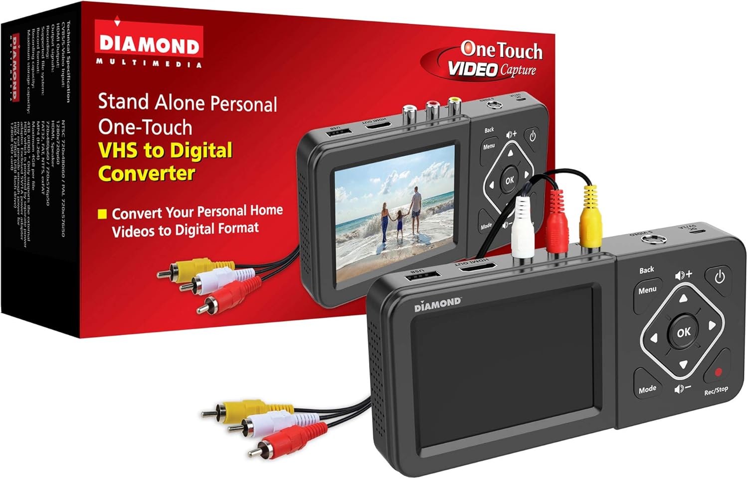 Diamond Multimedia VC500ST One Touch Standalone Digital Converter: Capture/Record Video from VHS, HI8, Camcorder
