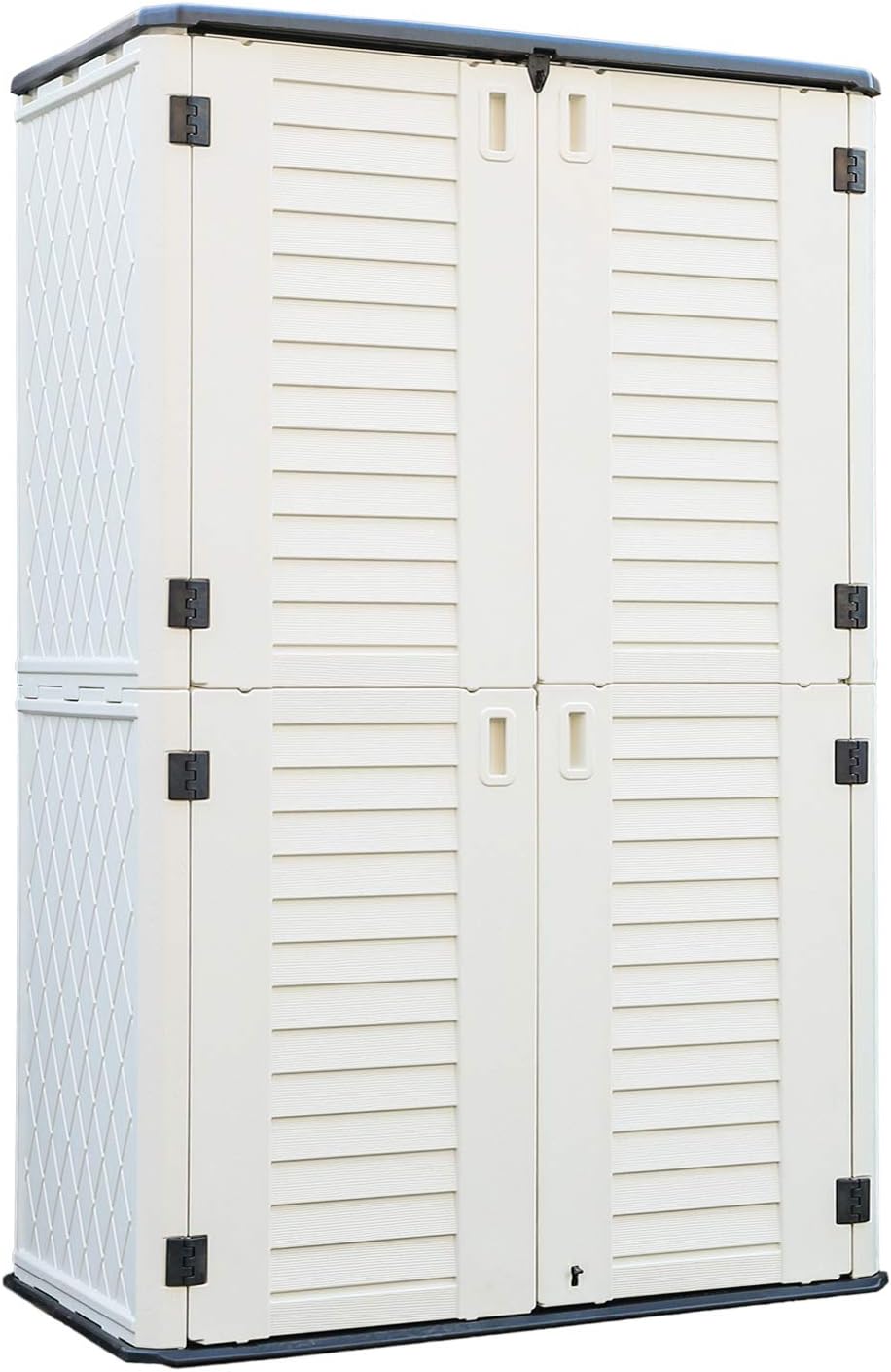 ADDOK Vertical Storage Shed Weather Resistance, Lockable Storage Unit Multi-Function, Durable Outdoor Tool Storage Cabinet for Patio, Garden