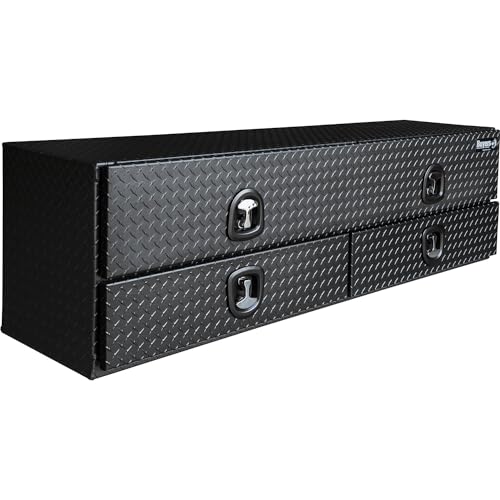 Buyers Products 1701578 Aluminum Heavy-Duty Flatbed Contractor Truck Tool Box With One Lower Door, Aluminum Diamond Tread, 21 x 18 x 72 Inch
