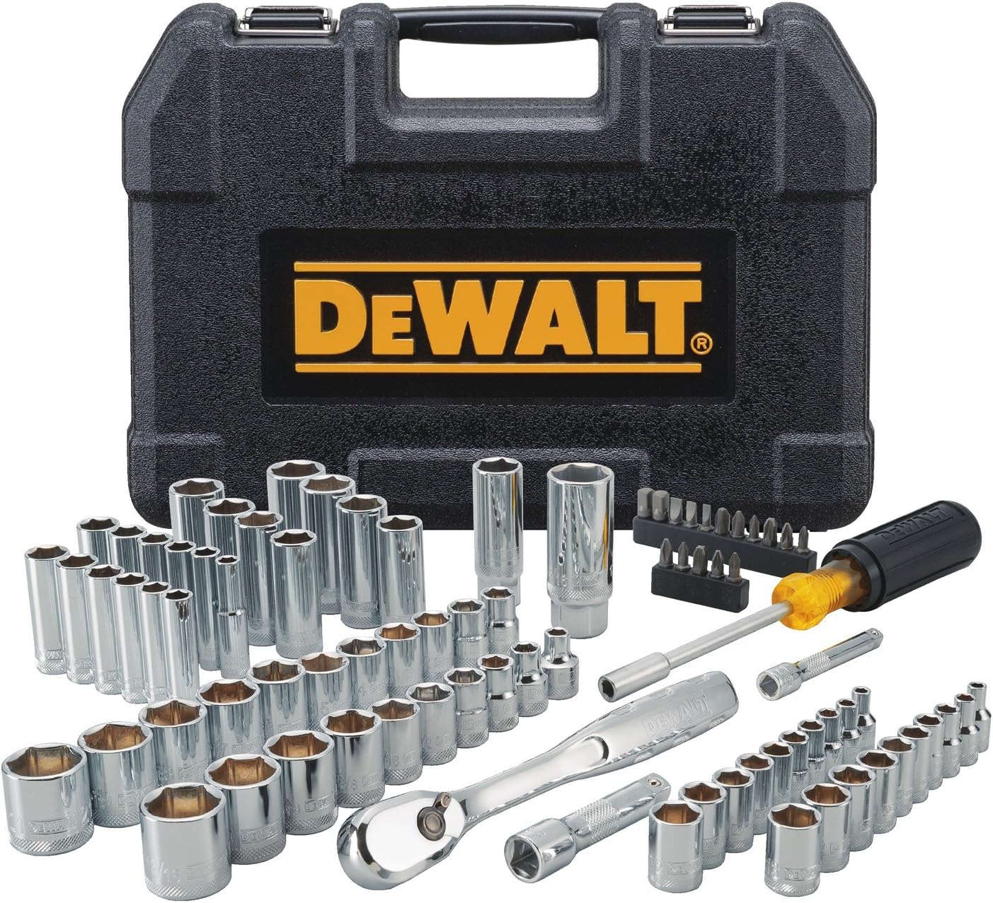 DEWALT Mechanics Tool Set, 205-piece, 1/4" & 3/8" & 1/2" Drive, SAE/Metric (DWMT81534)
