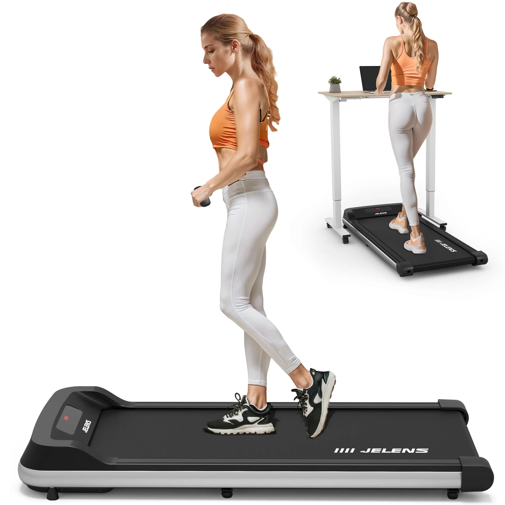 JELENS Walking Pad 2 in 1 Treadmill for Walking and Jogging, Under Desk Treadmill for Home Office