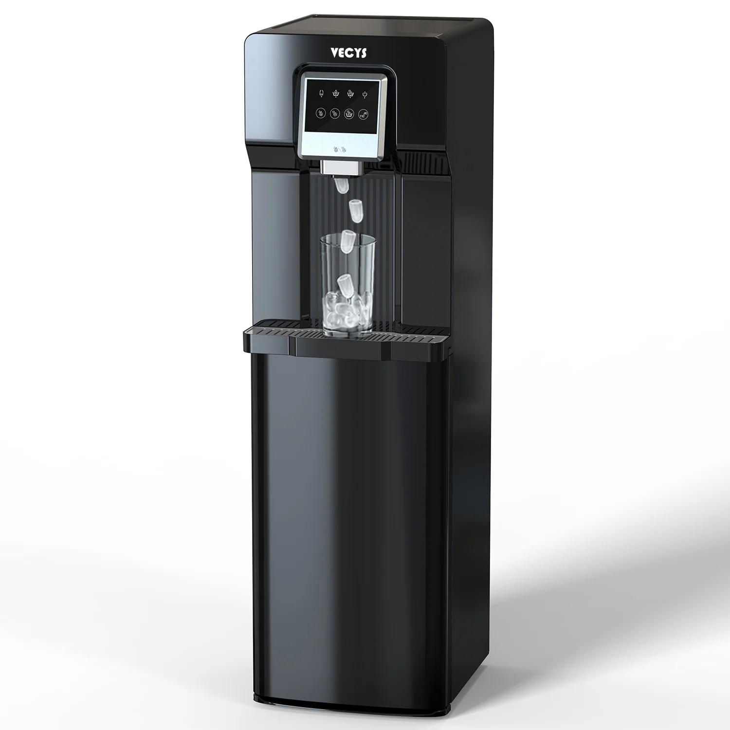 VECYS Water Dispenser with Ice Maker, 26LBS Daily Ice Making and Cold Water Supply, Bottom Loading Cooler Compatible with 3 or 5 Gallon Bottles