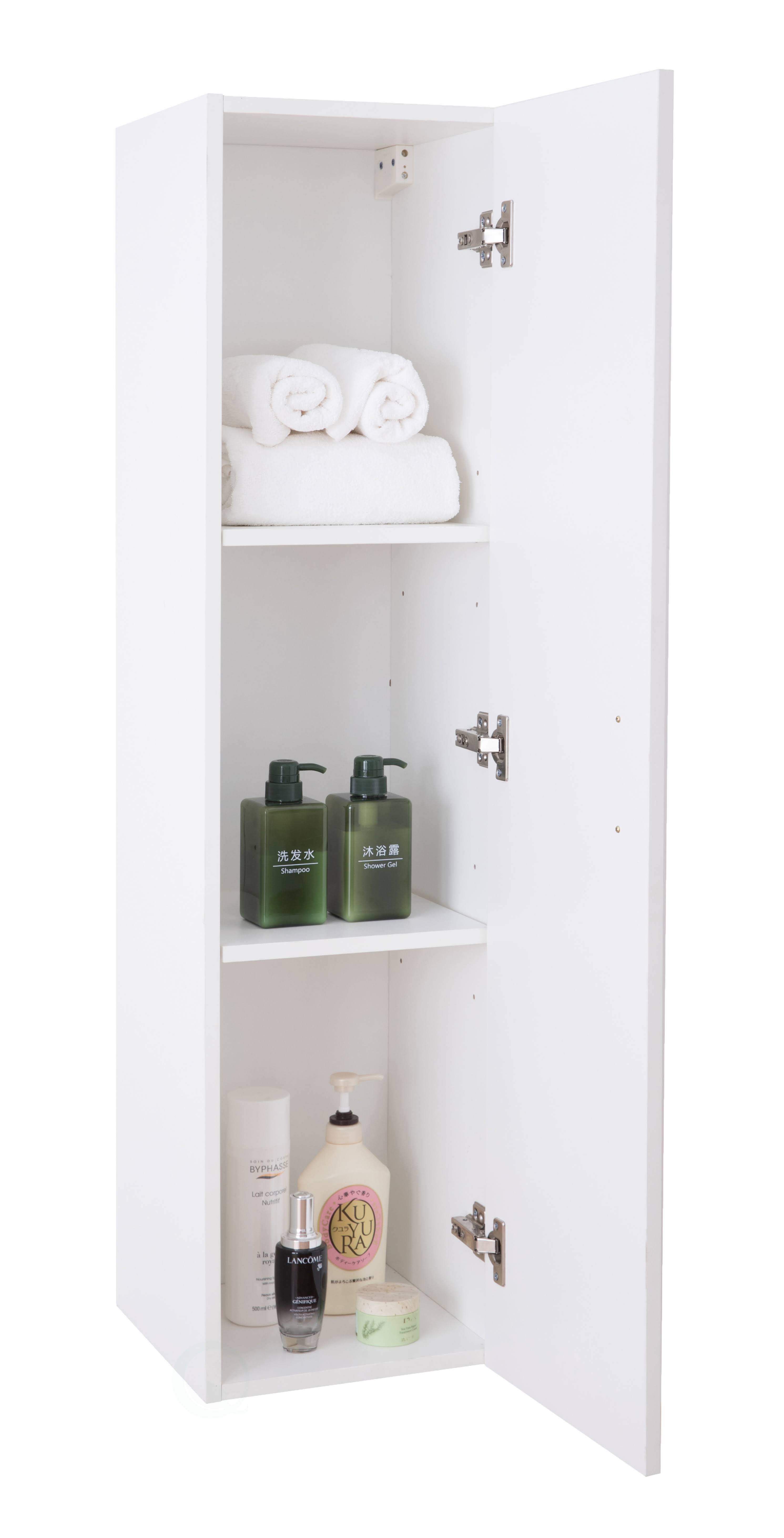 Basicwise Modern Long Bathroom Wall Mounted Cabinet - White