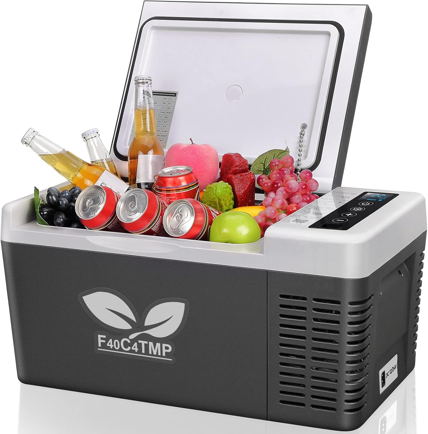 F40C4TMP Portable Refrigerator 20 Quart 12 Volt Freezer (-7.6℉~50℉) 18L Car Fridge With Compressor 110-240V AC For Camping, Truck, RV, Travel