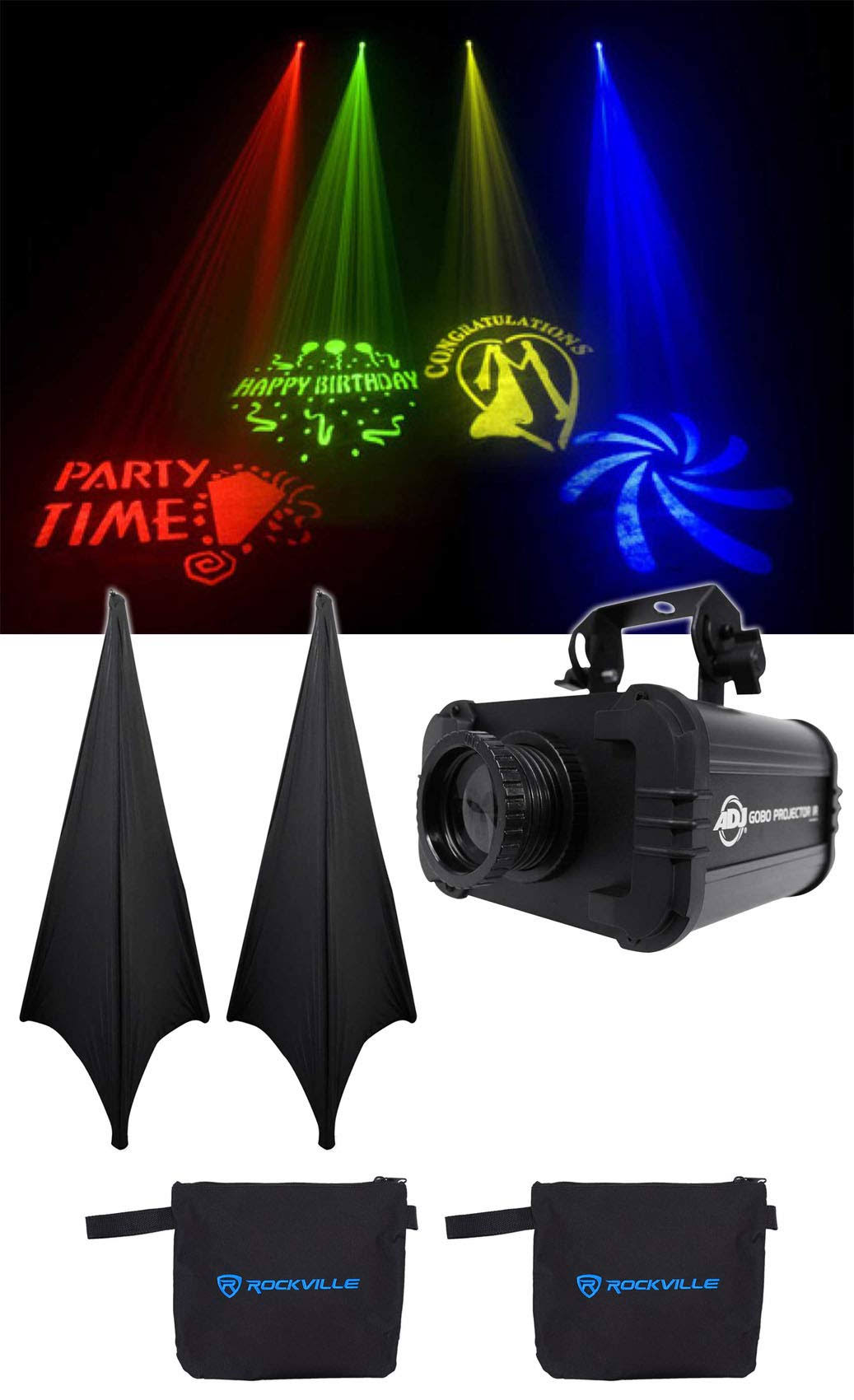 American DJ Adj Gobo Projector IR LED Light w/ 4 Colors+4 Patterns+(2) Scrims