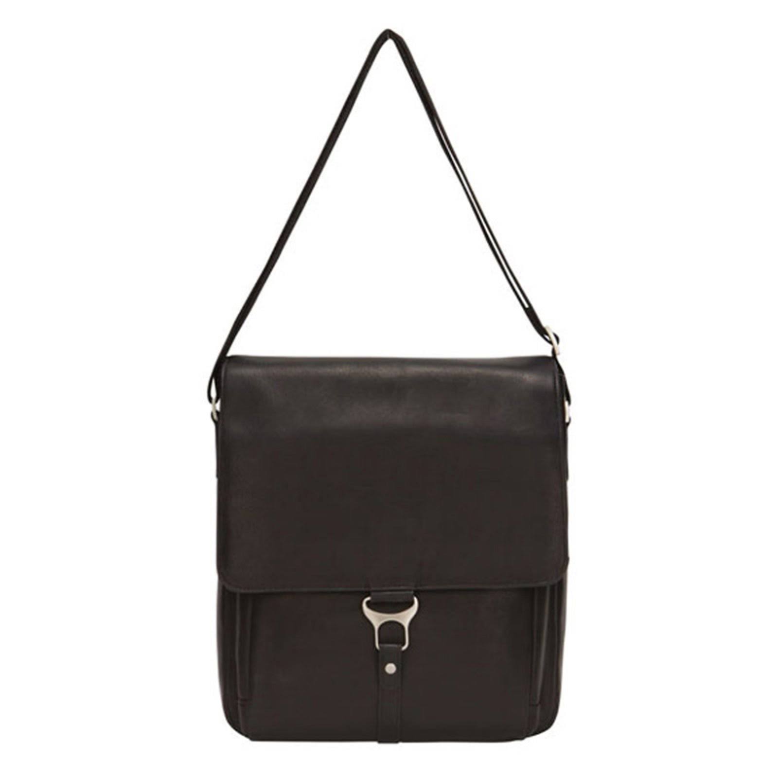 Bellino Leather Vertical 15-inch Laptop Messenger Bag (Black)