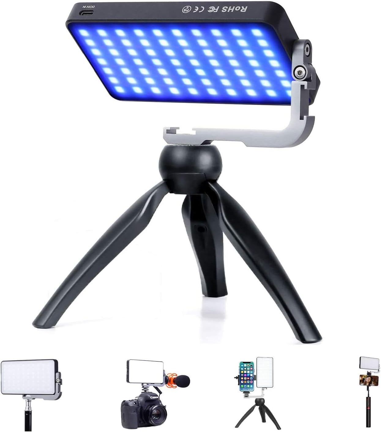 IVISII G2 Pocket RGB Camera Light,32Wh Built-in 4300mAh Rechargeable Battery 360°Full Color Gamut 9 Light Effects