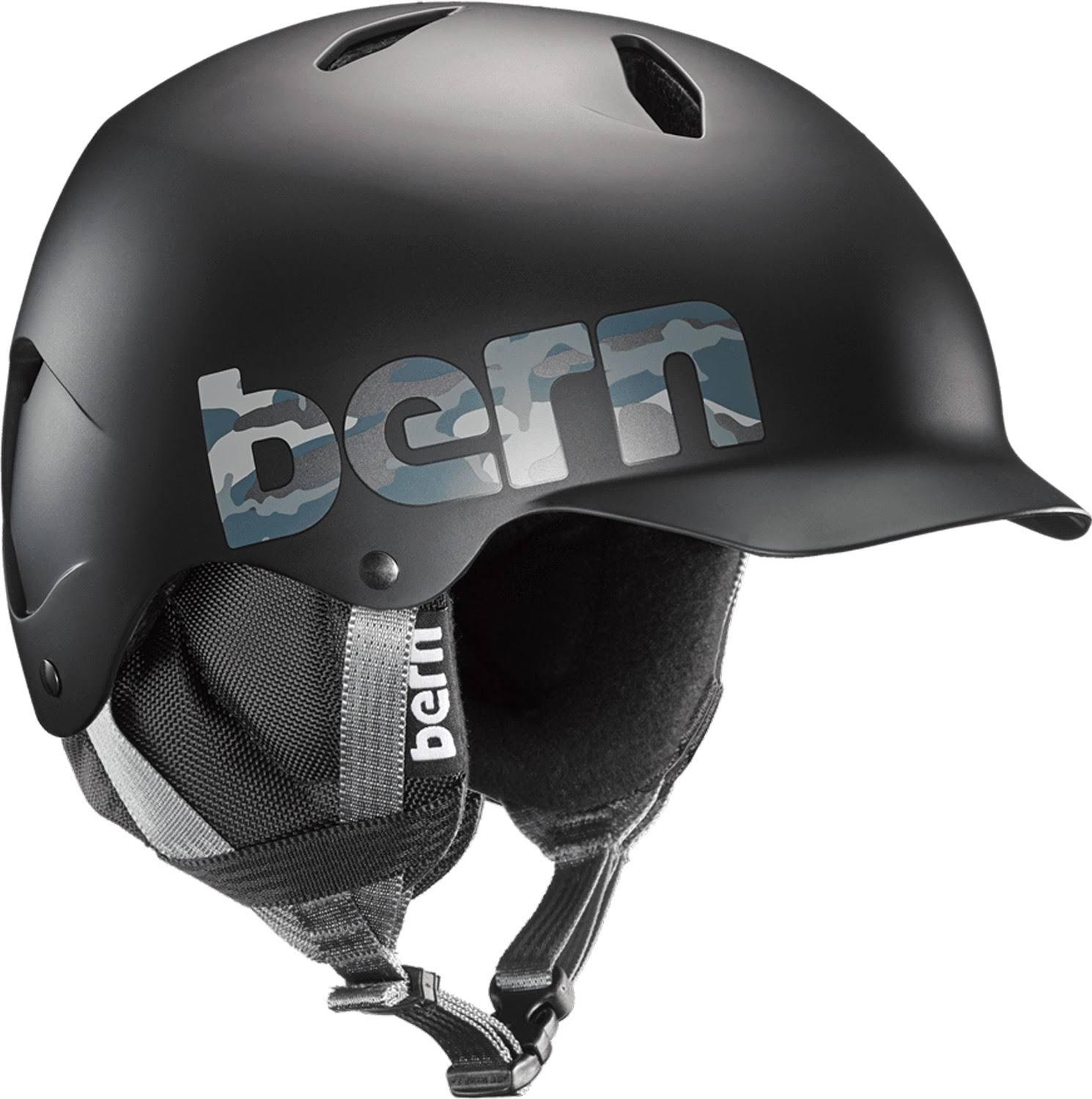 Bern Bandito Helmet - Kids& Matte Black Camo Logo, S/M