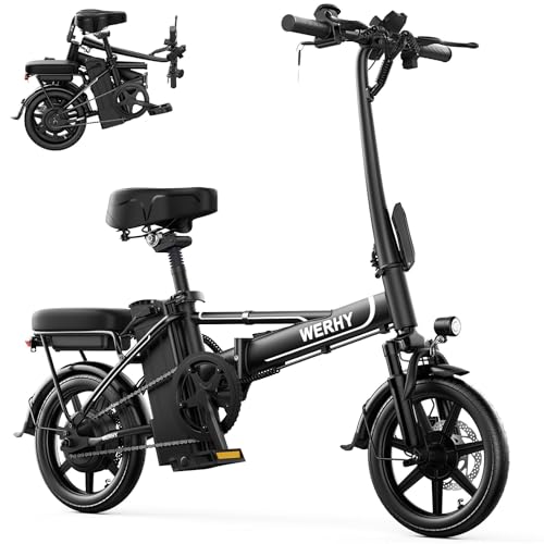 WERHY Electric Bike for Adults, 500W Motor, 22 MPH Max Speed Folding Ebike, 499.2/748.8Wh Battery, 14" Electric Bicycles