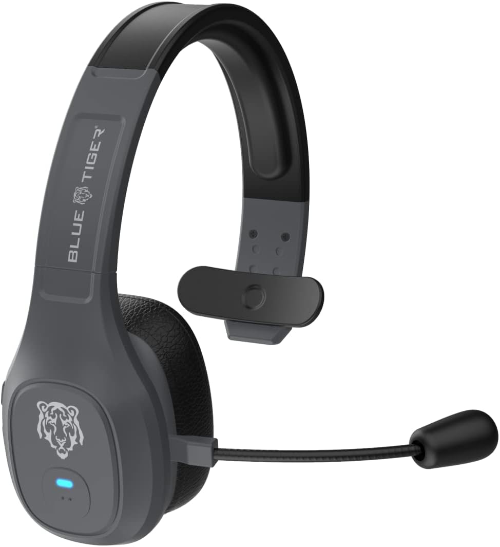 Blue Tiger Storm Wireless Bluetooth Headset – Truckers’ Professional Headset - Noise Cancellation Bluetooth 5.0 Head Set – 30 Hours Talk Time