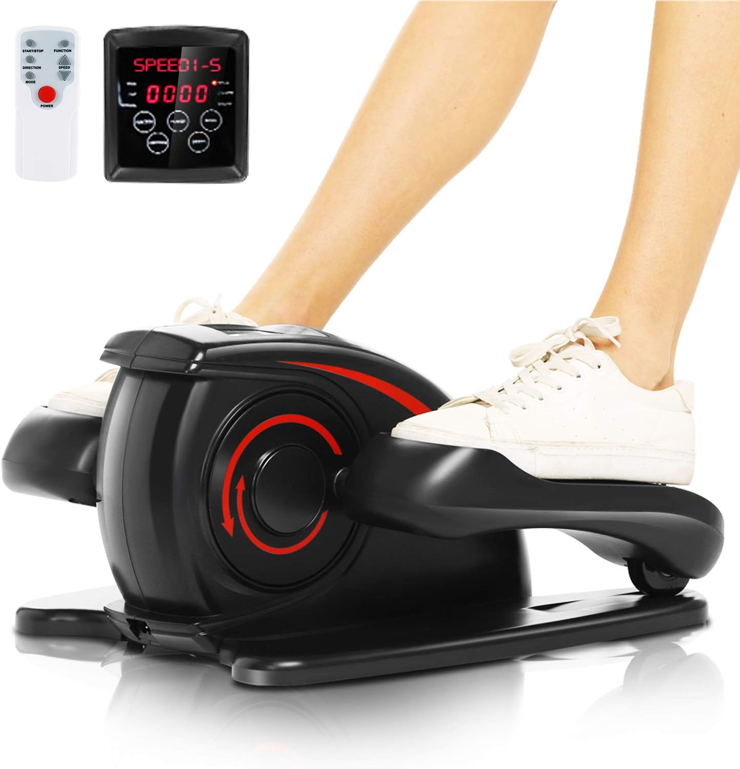 ANCHEER Under Desk Electric Mini Elliptical Machine, Remote Control Portable Exercise Elliptical Trainer with Large Pedal