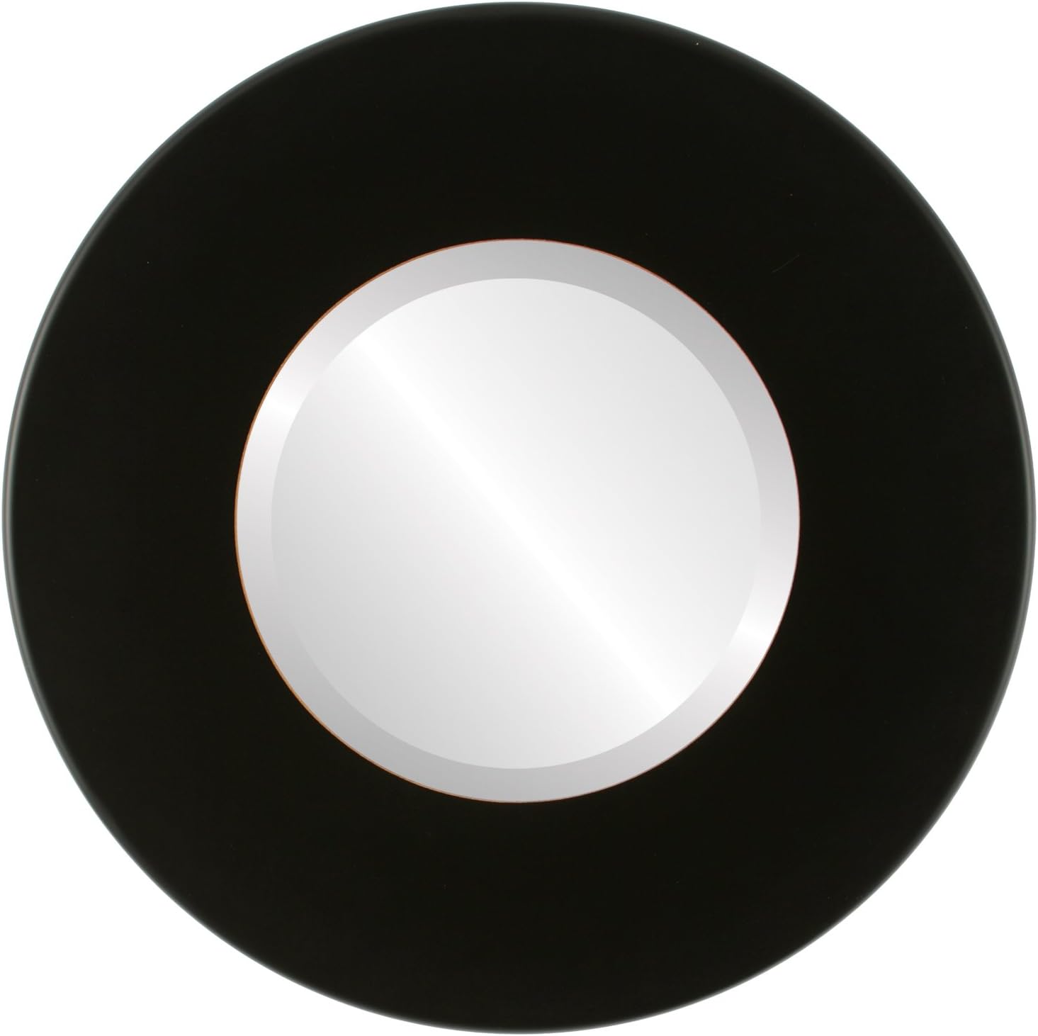 Round Beveled Wall Mirror for Home Decor - Boulevard Style - Rubbed Black - 38x38 Outside Dimensions
