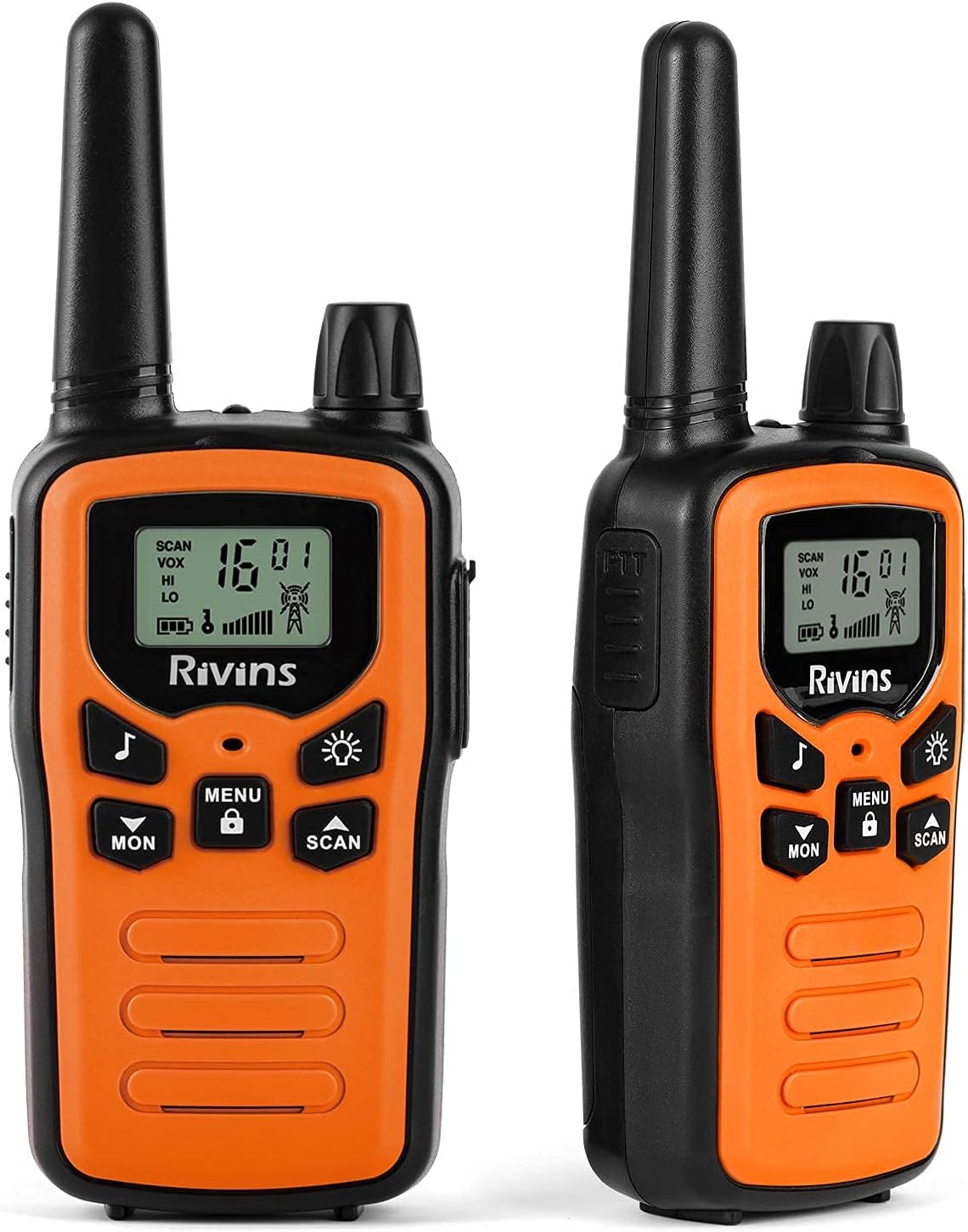 Walkie Talkies for Adults 4 Pack 2-Way Radios 22 Channel Radio VOX Scan LCD Display with LED Flashlight Ideal for Biking Hiking Camping（Orange）
