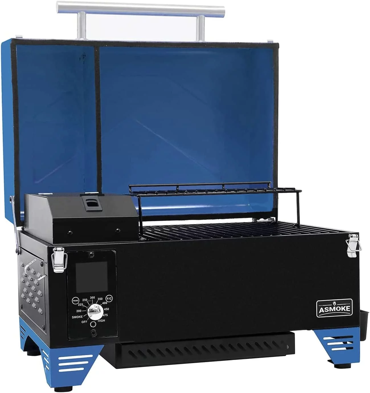ASMOKE AS350 Portable Wood Pellet Grill & Smoker, Superheated Steam Technology, 8-In-1 Cooking Versatility, 256 Sq in Navy Blue