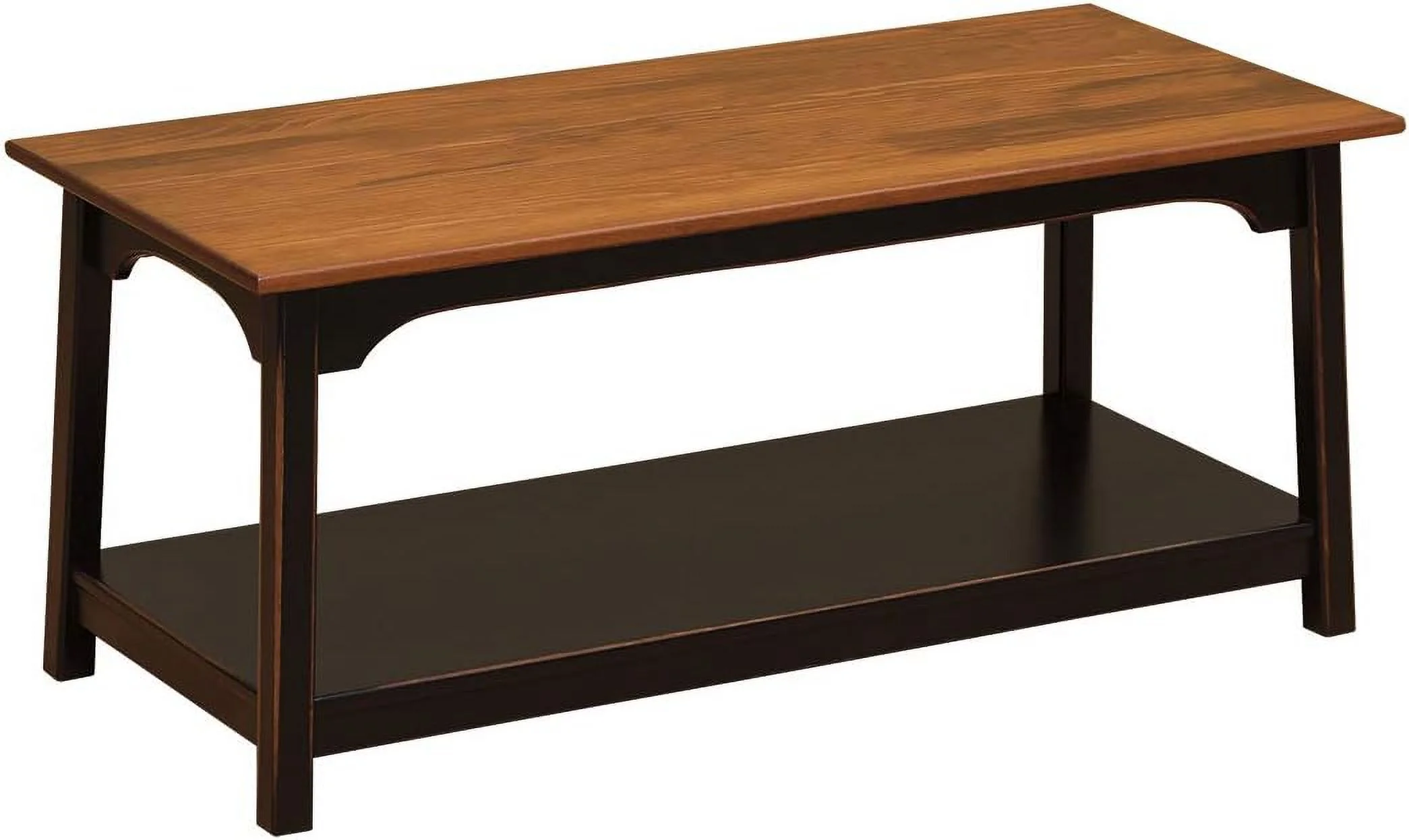 Rustic Wood Shaker Coffee Table Amish Furniture, 2 Tier Shelves Farmhouse Coffee Tables Made From Durable Real Wood, Coffee Tables For Living Room