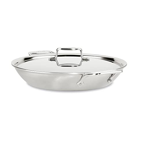 All-Clad D5 5-Ply Brushed Stainless Steel Universal Pan 4.5 Quart Induction Oven Broiler Safe 600F Pots and Pans, Cookware Silver