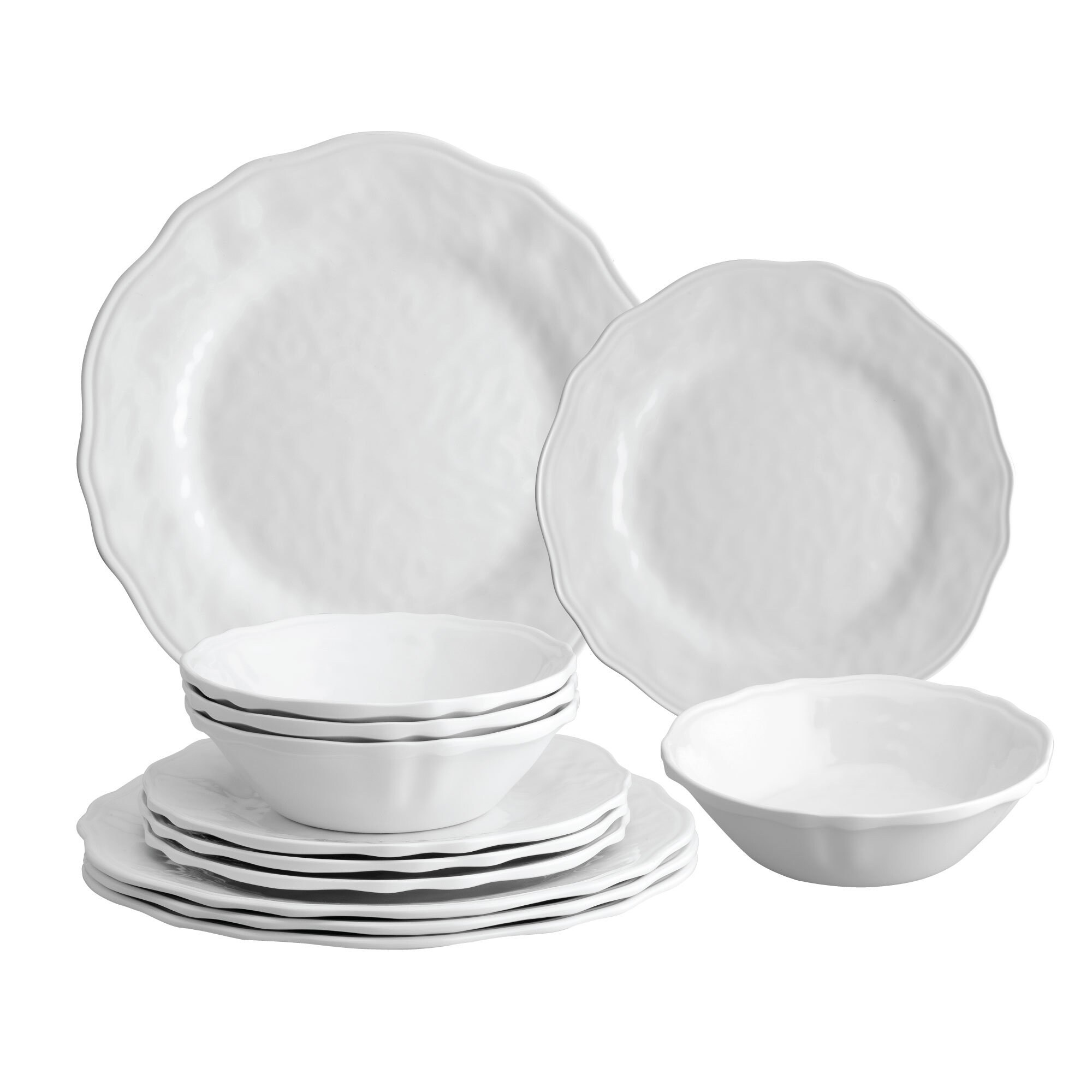 UPware 12-Piece Dimple Melamine Dinnerware Set