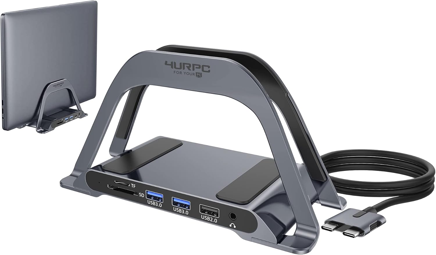 USB C Docking Station Dual Monitor for MacBook Pro Air, 10 in 2 Dual Display USB C HUB with Vertical Stand for Mac