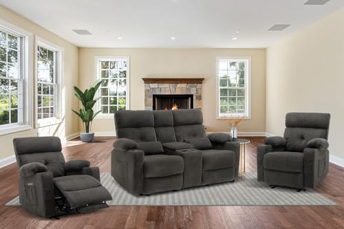 Recliner Sofa Set for Living Room, 2 Pieces Recliner Furniture Sofa Set, Power Reclining Sofa and Recliner, Reclining Living Room Set