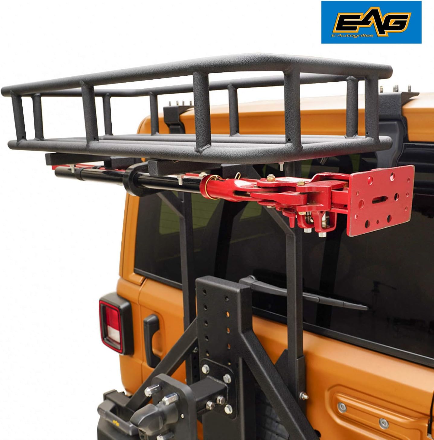 EAG Rear Cargo Carrier Basket on OE Tailgate with Jack Mount Compatible with 2018-2021 Wrangler JL
