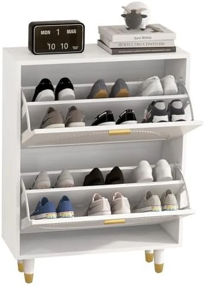 KHBIULIFE Shoe Cabinet for Entryway Slim  Hidden Shoe  Cabinet with Doors  White Flip Drawer Shoe Organizer Cabinet Thin， Narrow Shoe Rack Cabinet